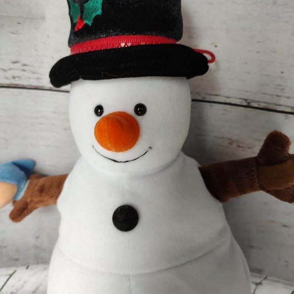 Mary Meyers Plush Snowman With Zipper Hat And Blue Bird - Picture 3 of 10
